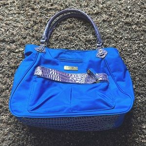 Blue office bag / travel bag with button closure